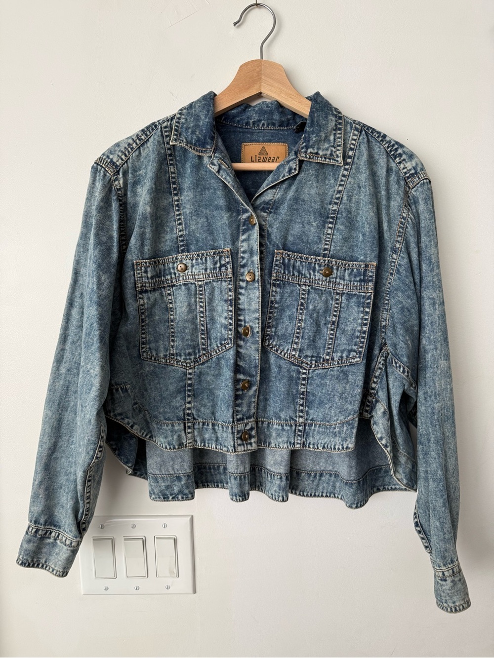 Lizwear Washed Blue Cropped Denim Jacket - Women